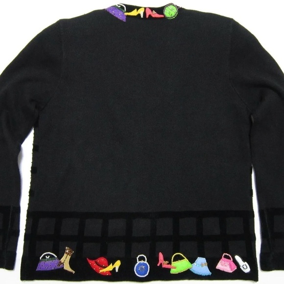 BEREK Hand-Sewn Applique Embroidered Embellished Black Cardigan Sweater Size XL - Picture 13 of 13